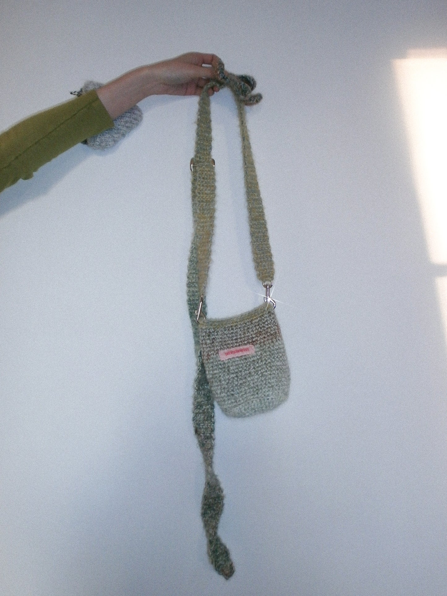 Mohair Crossbody Bucket Bag - Jade