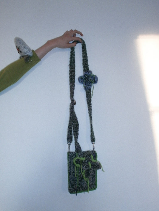 Mohair Crossbody Phone Bag - Seaweed